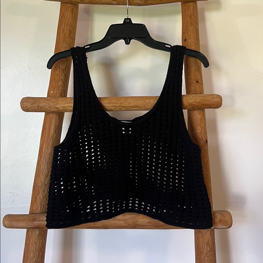 Wild Fable Black Crochet Crop Top
